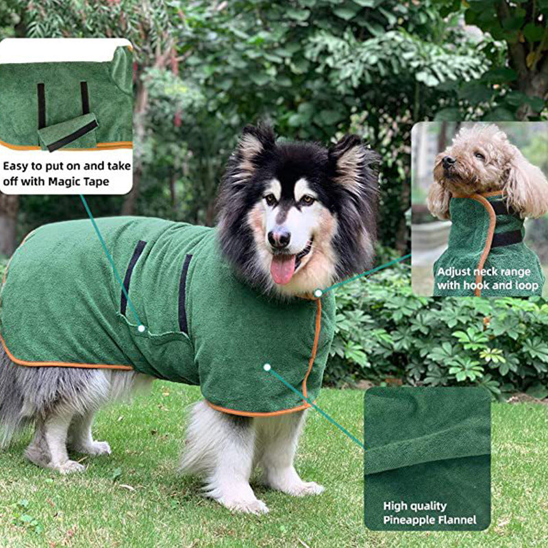 Pet Microfiber Quick Dry Absorbent Bathrobe Grooming Towel