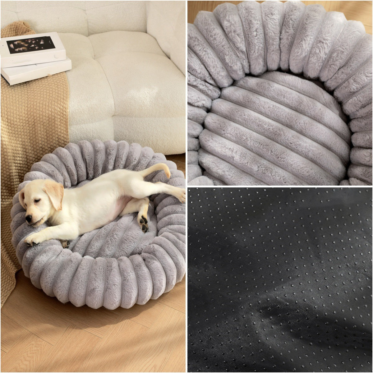 Pet Plush Round Winter Bed Warm Long Hair Nest Kennel Mat