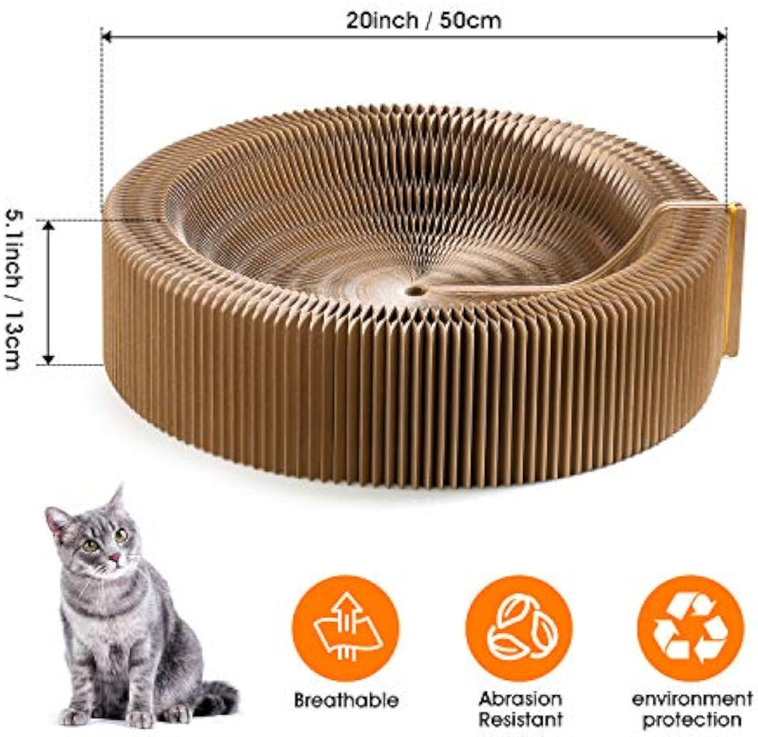 Collapsible Pet Scratcher Lounge Bed Corrugated Cardboard Round Nest Washable