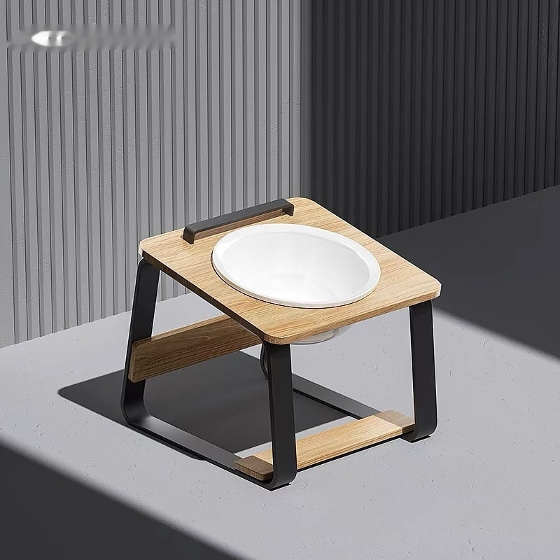 Ceramic Double Bowl Pet Feeding Station Spine Support Holder