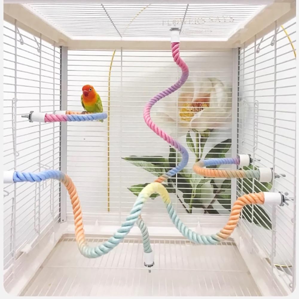 Colorful Bendable Bird Rope Perch Cage Accessory