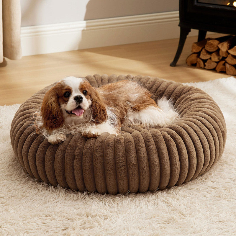 Pet Plush Fur Bed Warm Round Mat Winter Sleeping Nest