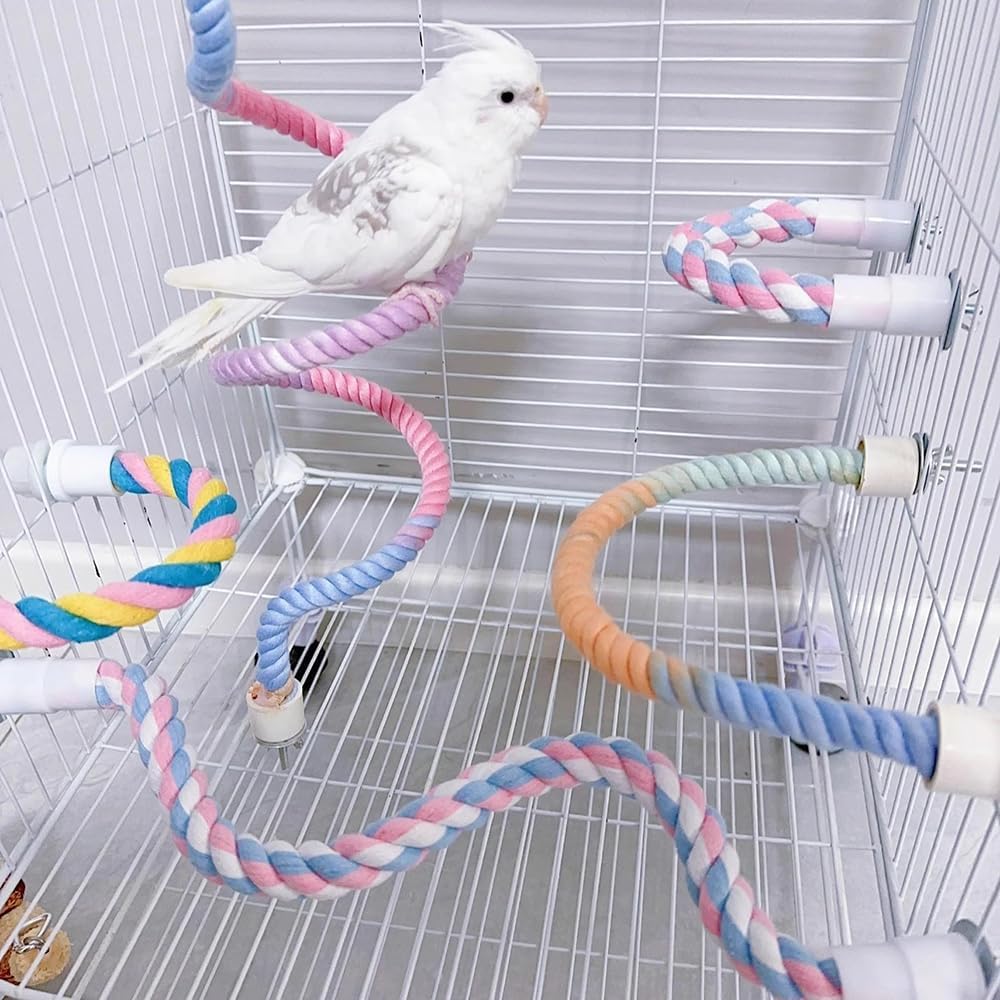 Colorful Bendable Bird Rope Perch Cage Accessory