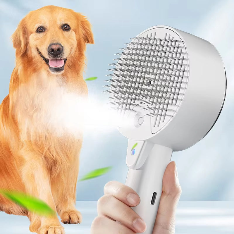 Electric Steam Pet Grooming Massage Shedding Spray Brush Tool