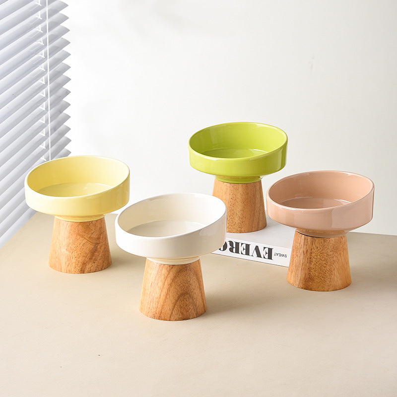 Pet Ceramic Feeding Bowl Elevated Food Water Dish