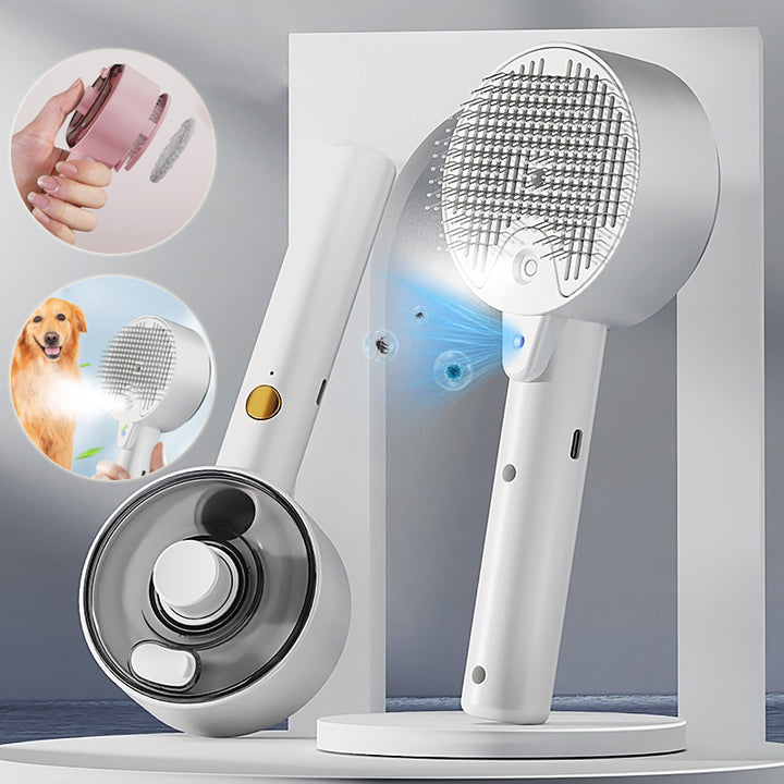Pet Self Cleaning Hair Remover Grooming Steam Brush